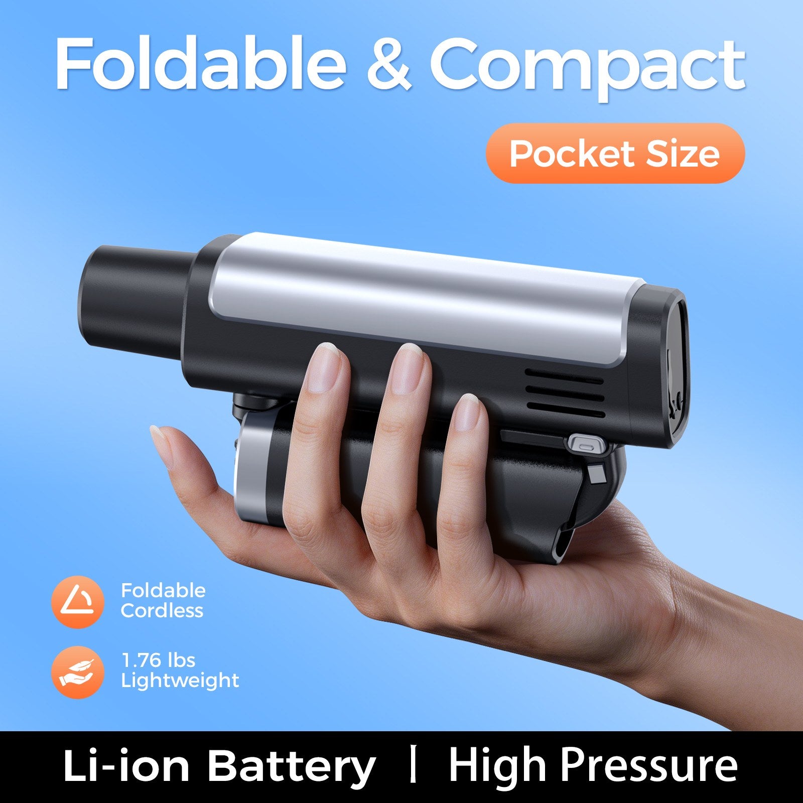 3-Level, 5-in-1 Portable LCD Battery Cleaner