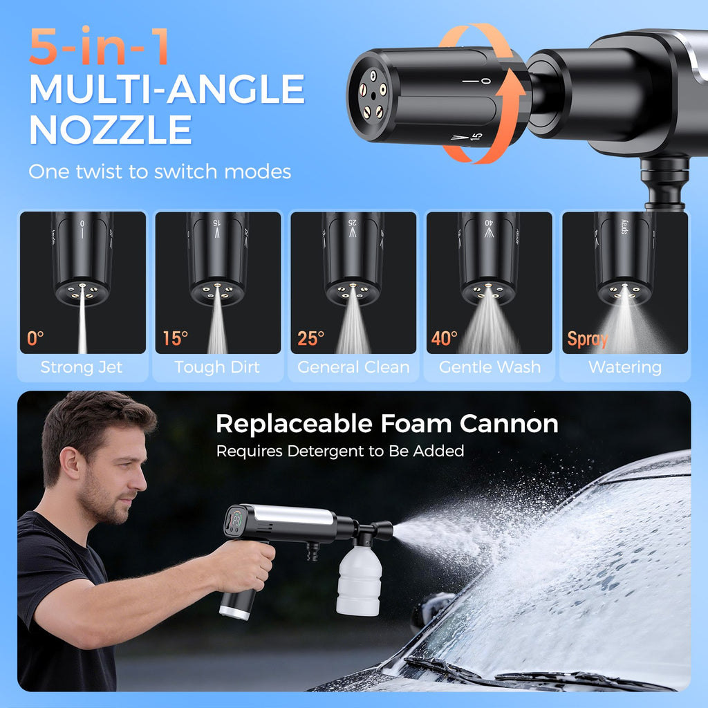 3-Level, 5-in-1 Portable LCD Battery Cleaner