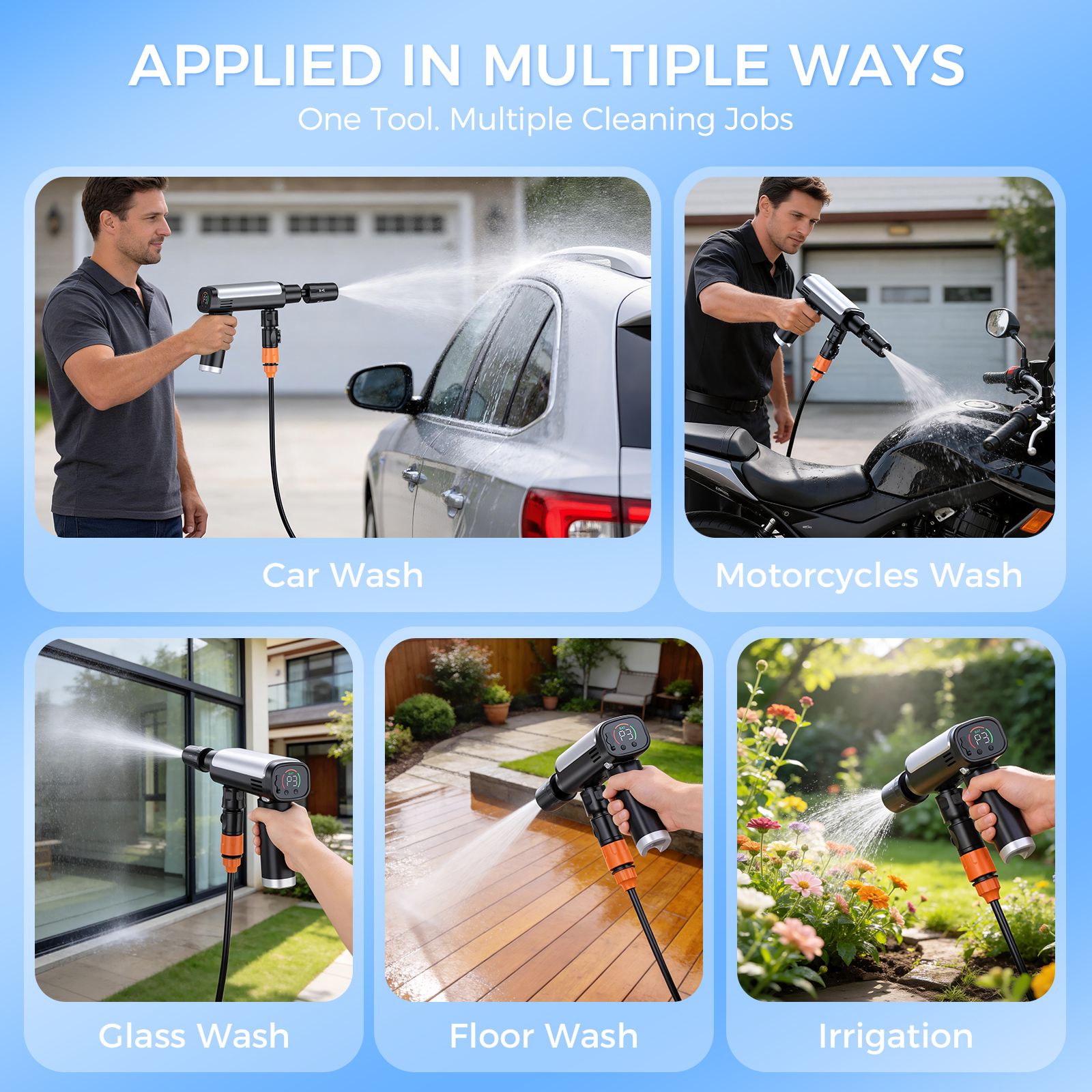 3-Level, 5-in-1 Portable LCD Battery Cleaner
